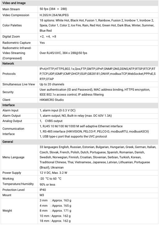 HIKMICRO CUBE QF310 - Ficha técnica (2)