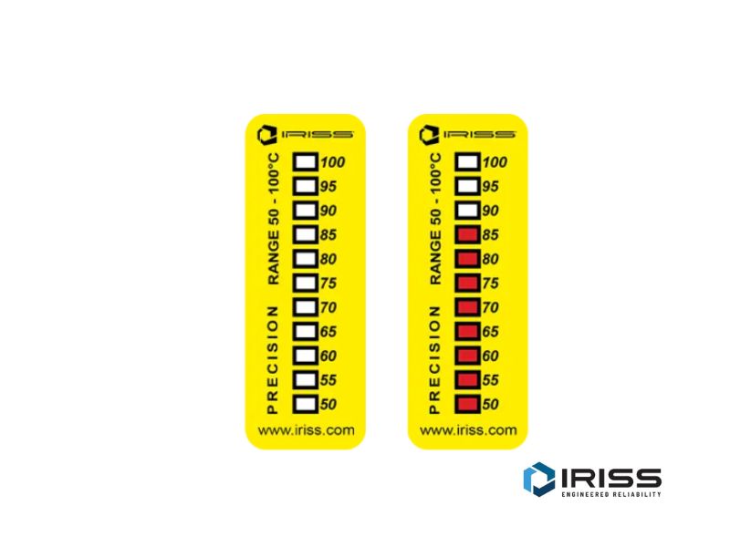 IRISS ThermoT-Max™- Adhesivo indicador de temperatura máxima superfície