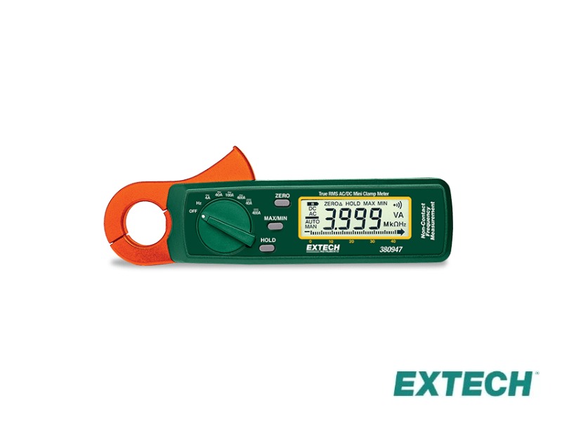 Extech 380947 - Pinza amperimétrica 400A AC/DC, TRMS, Frecuencia