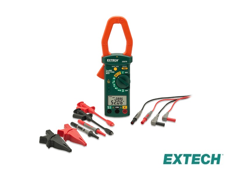 Extech 380976-K - Pinza amperimétrica, HVAC (cables de prueba CAT IV-600V)