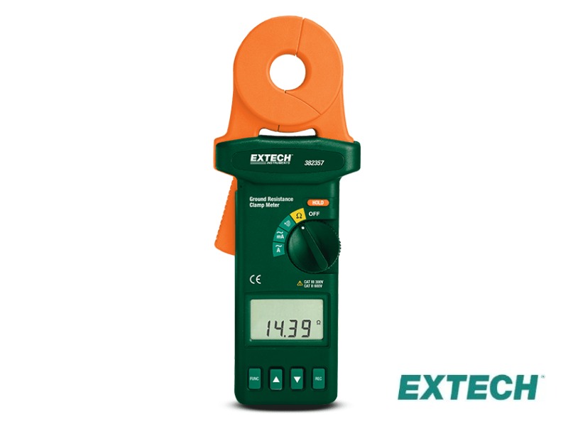 Extech 382357 - Probador de resistencia con abrazadera, tierra