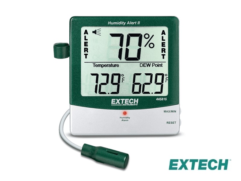Extech 445815 - Alerta de humedad, Big Digit RH, Temp, Punto de rocío con sonda