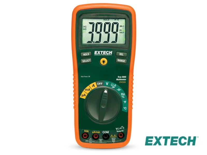 Extech EX430A - Multímetro, TRMS Medidor de distribución automática