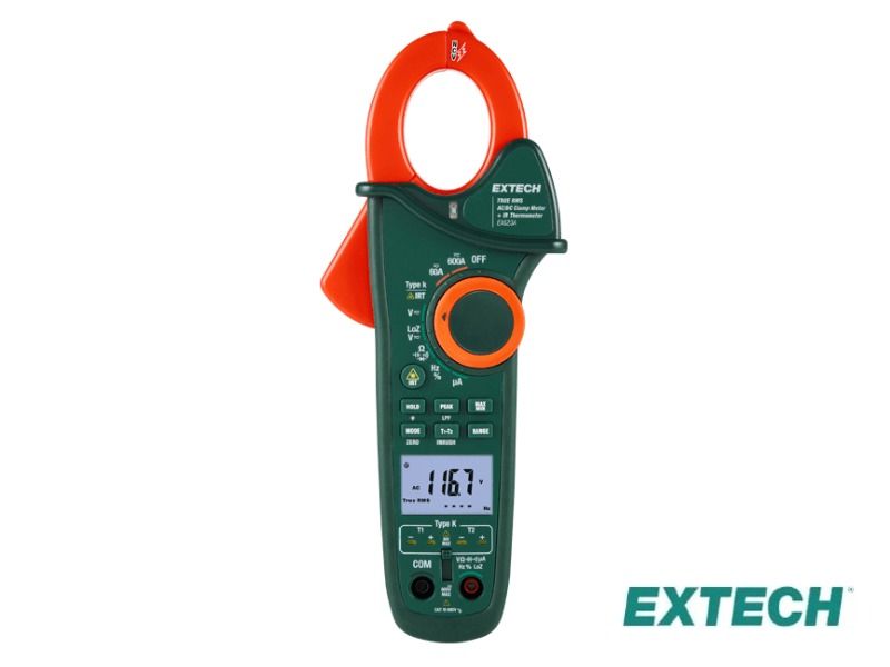 Extech EX623A - Pinza amperimétrica de CA / CC de doble entrada de 600 A + IR