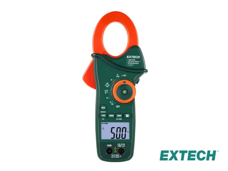 Extech EX820A - Pinzas amperimétricas de CA True RMS 1000 A + IR