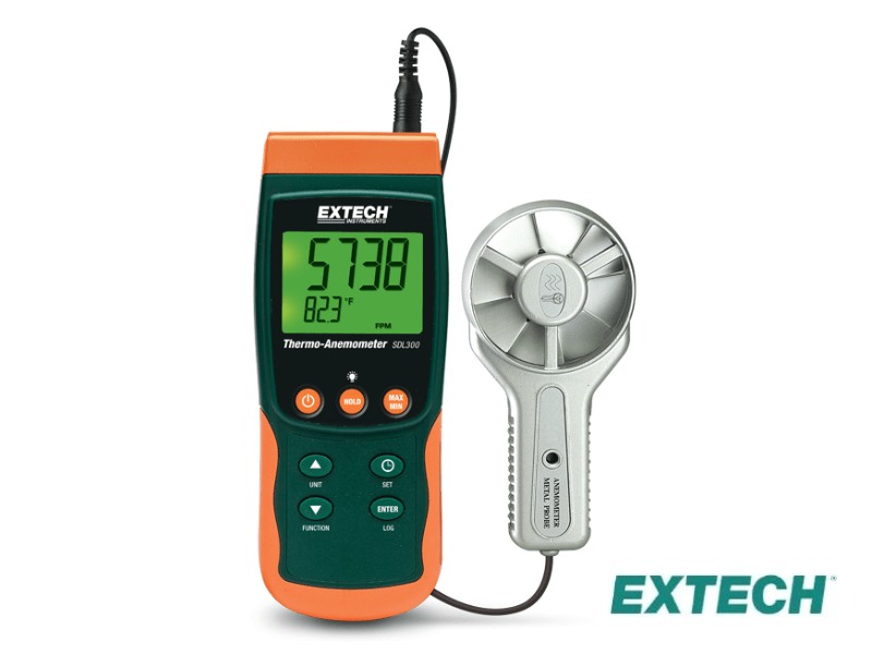 Extech SDL300 - Termoanemómetro de paletas metálicas SD Logger
