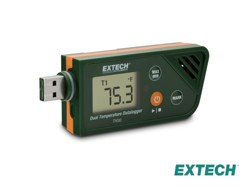 Extech TH30 - Registrador de dados de temperatura dupla USB Inclui TP830