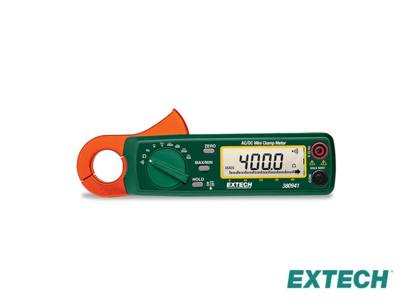 Extech 380941 - Pinza amperimétrica + multímetro digital, Mini 200A AC/DC